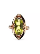 Klasický prsten vinobraní žlutý Perydot Original vintage 14k produkt s růžovým zlatem VRC047r